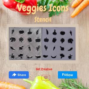 Vegetables Icons Stencil
