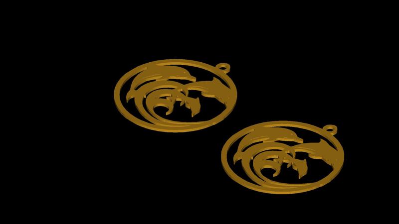 Leaping Dolphins Pendant Ocean Wave Jewelry Art