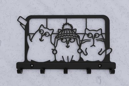 Cat Crew Selfie Key Holder