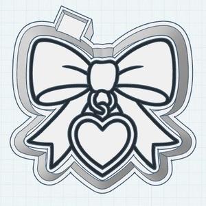 Bow with Heart Charm - Digital Freshie Mold Housing STL