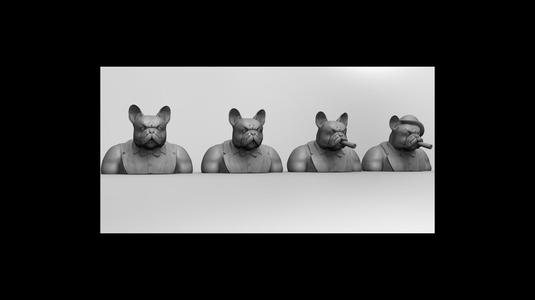 Pack gentleman french bulldog with bowler hat and cigar style