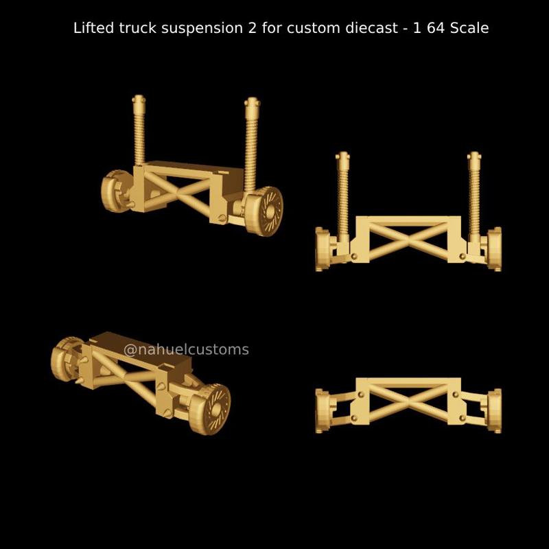 Lifted truck suspension 2 for custom diecast - 1 64 Scale