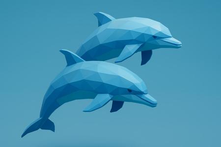 Low poly dolphin pair