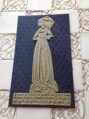 Medieval Lady Brass Memorial Plaque