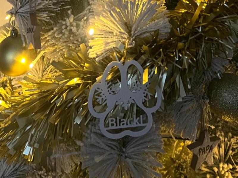 Dog paw print Christmas ornament