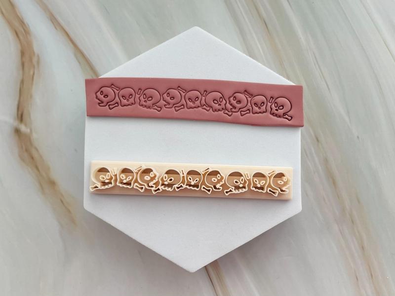 Skulls Halloween Polymer Clay Stamp