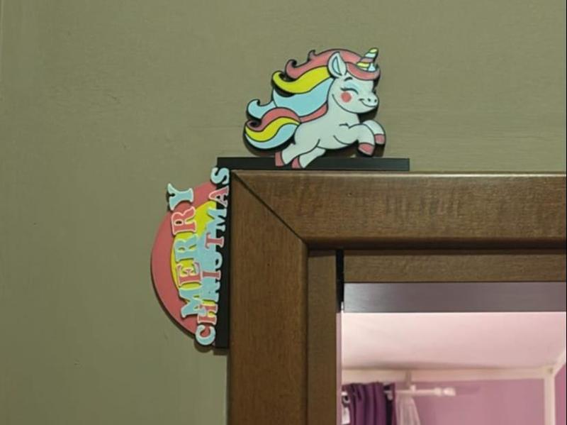 Unicorn Christmas Door Corner Decoration