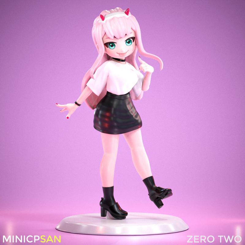 Zero Two - Playful Street Style Outfit - Darling in the Franxx Anime Figure - 3D Printing
