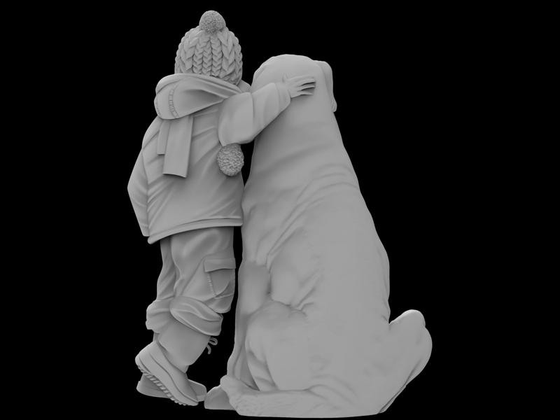 3D Model STL File for CNC Router/Laser & 3D Printer Kid with Dog