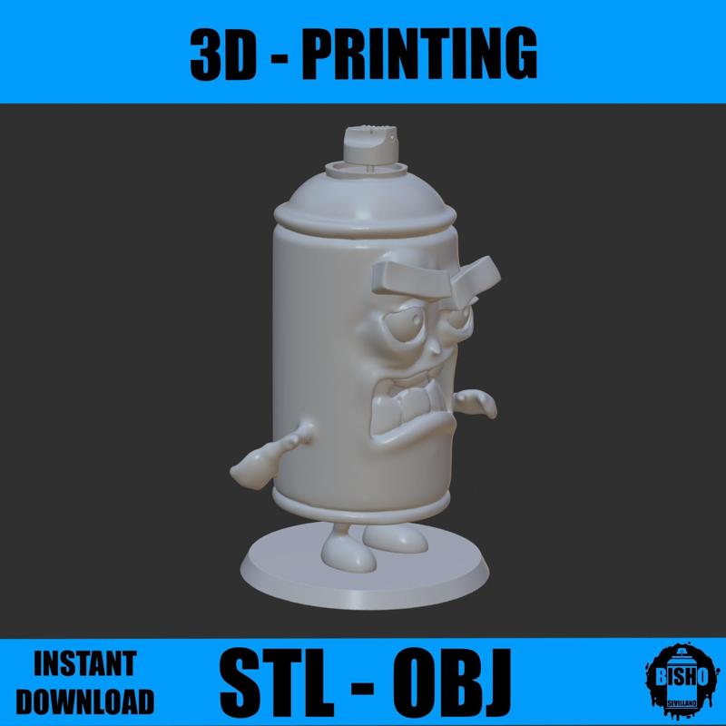 Graffiti, digital STL and OBJ file of a bad spray can