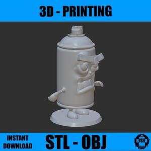Graffiti, digital STL and OBJ file of a bad spray can