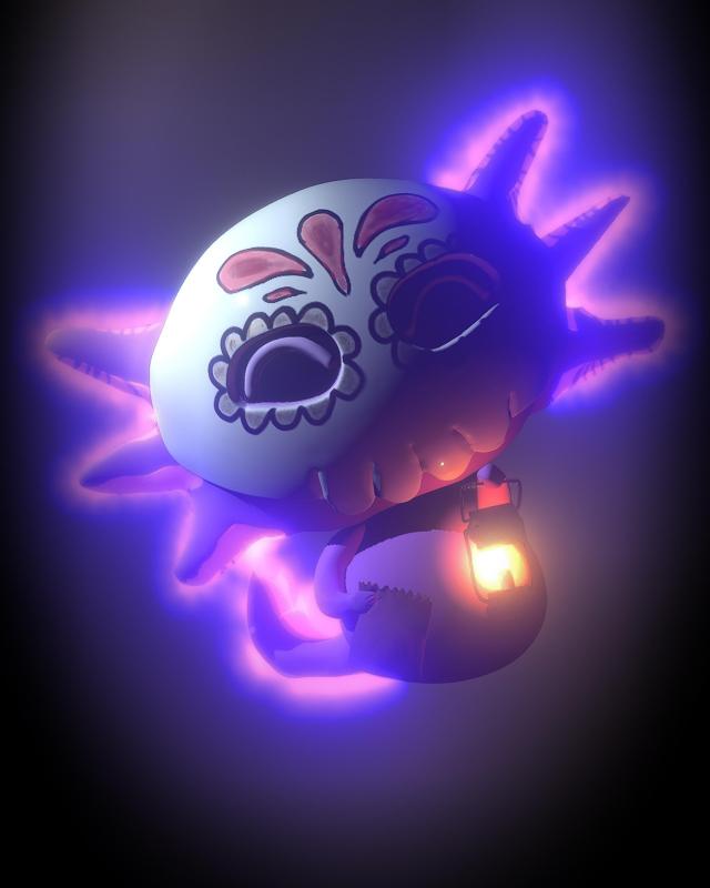 ajolote fantasma dia de muertos (ghost axolotl)