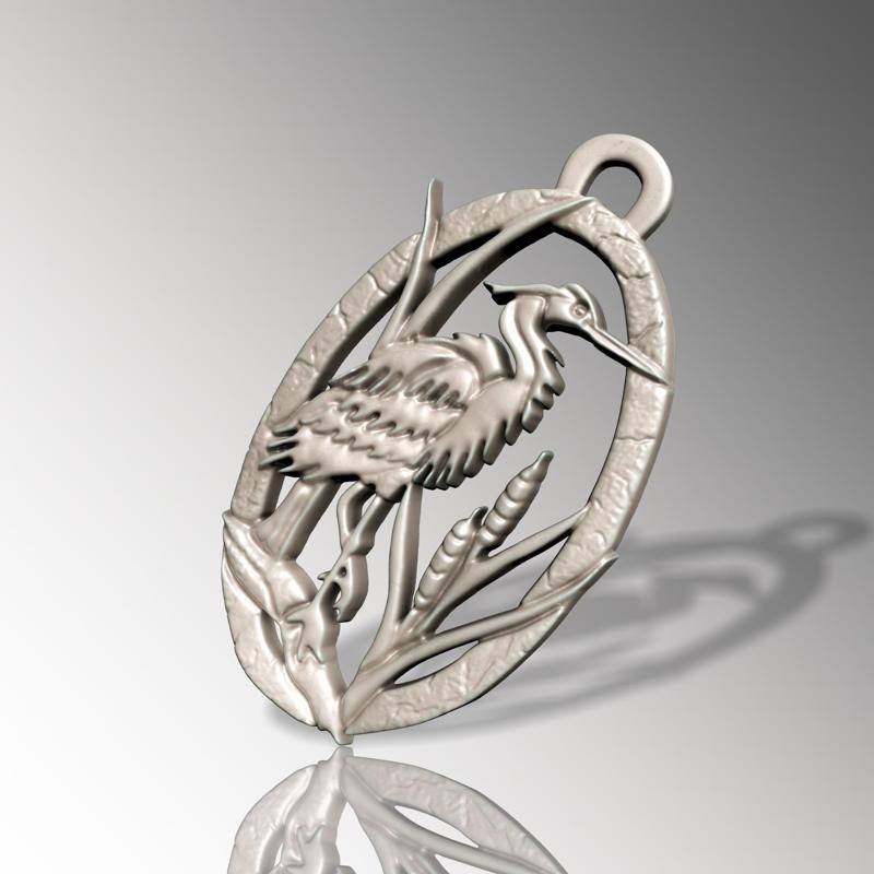 EGRET BIRD PENDANT M04