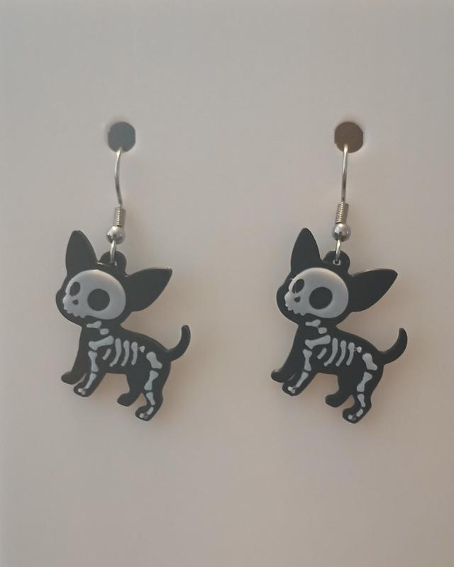Skeleton Chihuahua Earrings & Keychain | No AMS Needed | Halloween Cute Creepy 3D Print STL