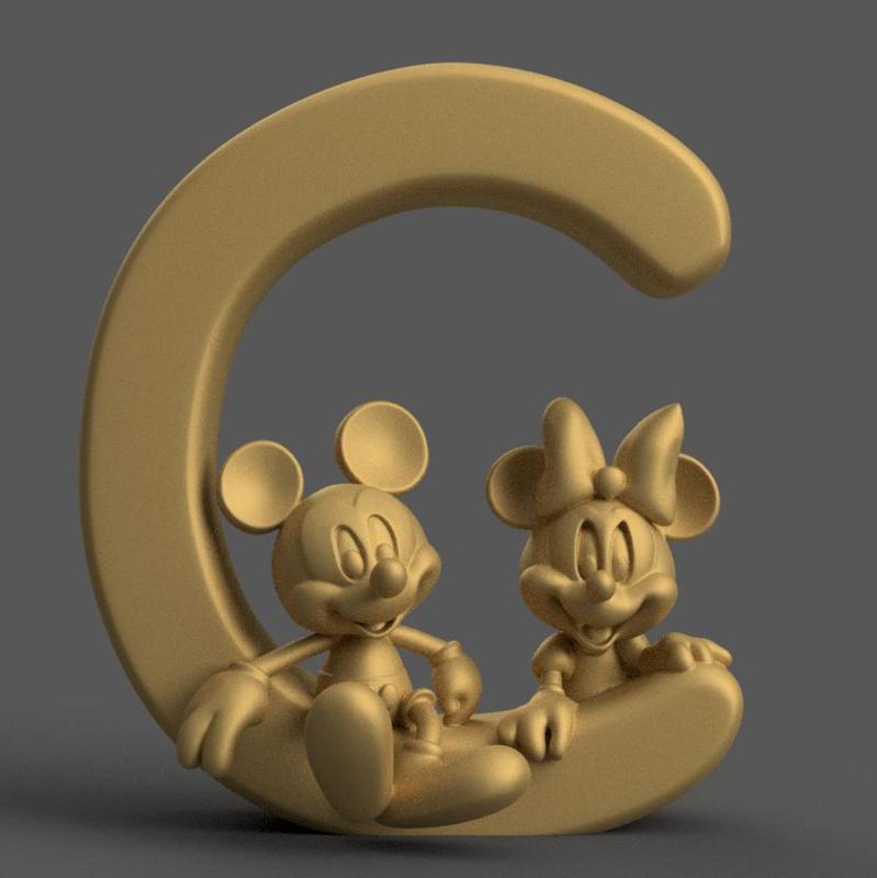 Cute mickey mouse and minnie Letter C 3D for Fun Decoration