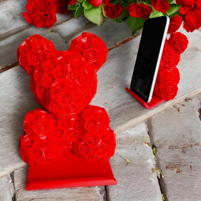 Rose Bear Phone Stand - STL File