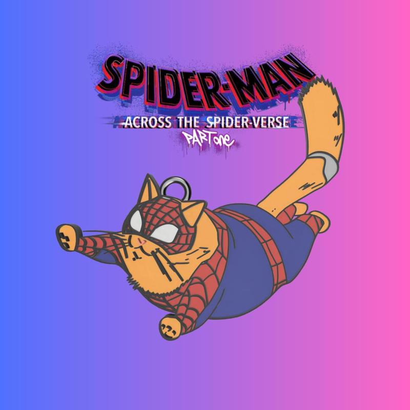 spider cat / spiderman spiderverse keychain