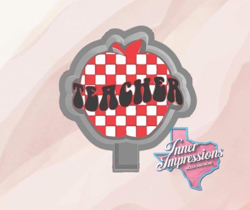 Checkered Teacher Apple Freshie Mold