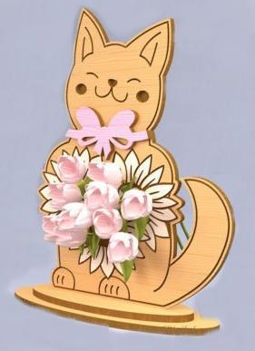 Cat flower holder