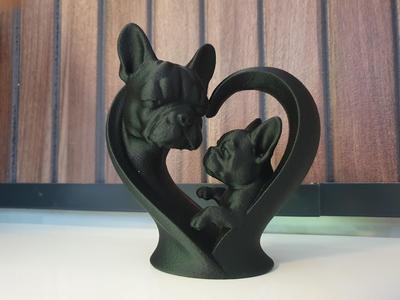 French Bulldog Frenchie Heart Sculpture Dog