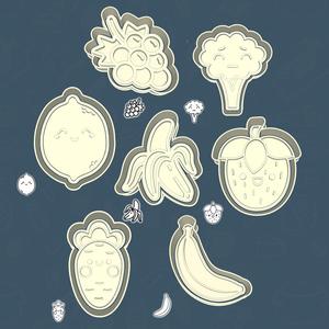 Food & drinks cookie cutters - healthy harvest set / bundle - 7 pieces