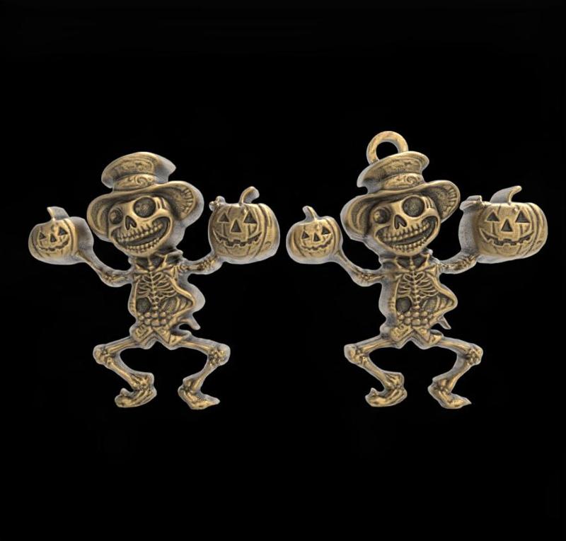 hallowen skull with pumpkin decor