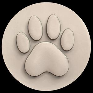 3D Model STL File for CNC Router/Laser & 3D Printer A Paw Print Surrounded by a Circular Frame