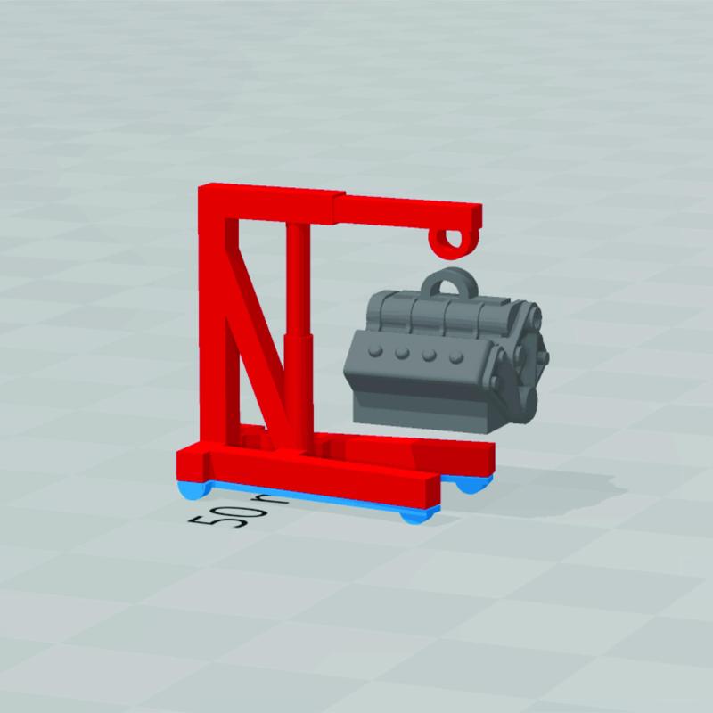 ENGINE HOIST 1/64 SCALE Mecanic Garage Diorama Hot Wheels Matchbox