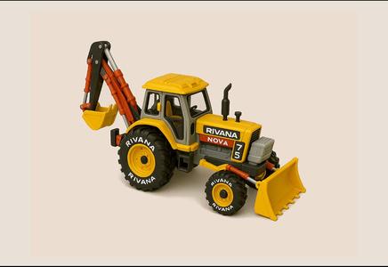 Yellow Soviet Era Tractor with Backhoe