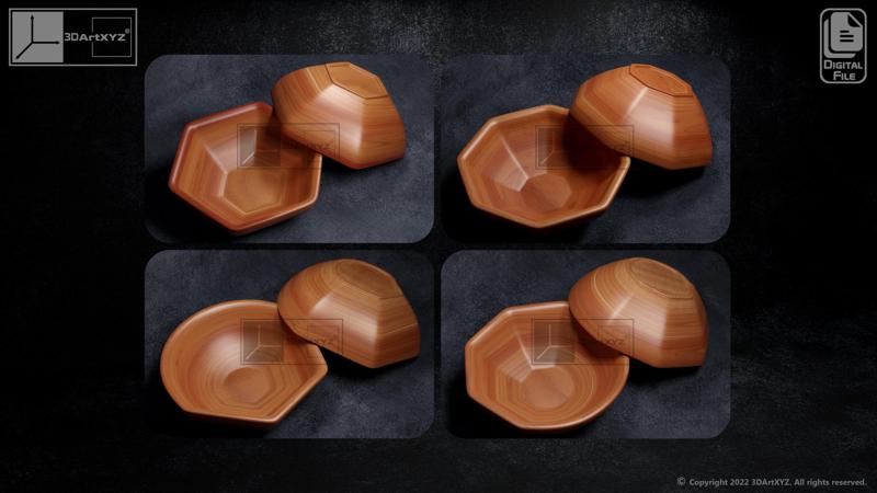 Hexagonal and Octagonal Bowls Pack - CNC Files for Wood (STL)