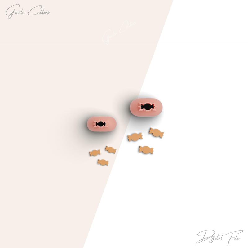 Halloween Candy Micro Clay Cutter, Halloween Polymer Clay Cutter, Tiny Clay Cutter, 2 Sizes Included, Digital STL File, No: 110