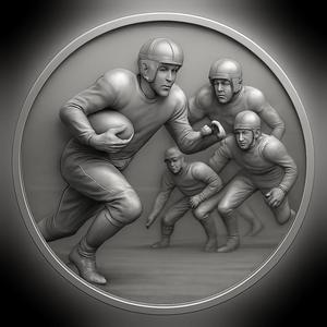 1940's football throwback coin token wall art