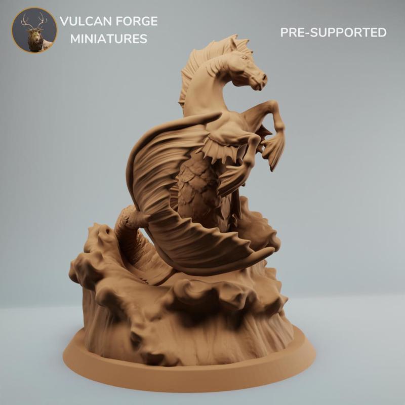 Hippocampus mythology seahorse on waves - pre supported