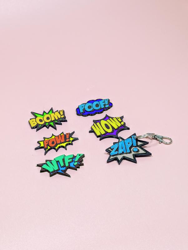 Comic Book Word Keyrings
