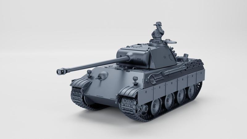 Panzer V Panther Ausf.G late with side skirts + 3 Tankmen (Germany, WW2)