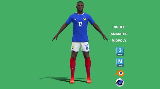 3D Rigged Randal Kolo Muani France Euro 2024