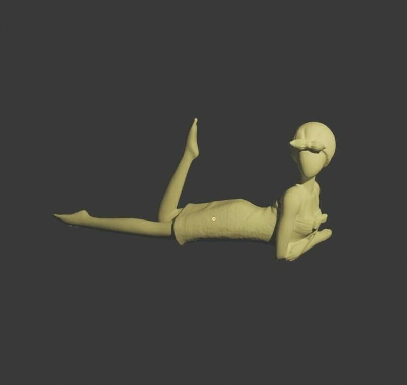 Lady On The Beach Antique