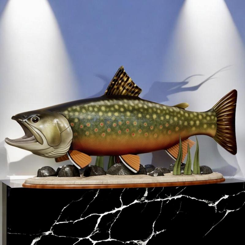 brook trout / Salvelinus fontinalis natural base detailed texture for 3d printing