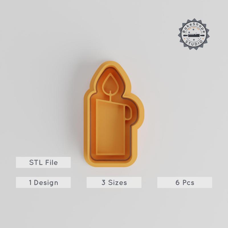 Candle Shape Cutter & Stamp Set, Festive Light Designs, Perfect for Cookies & Fondant, Includes 6 Pieces, Sizes S/M/L PRODUCT_4824
