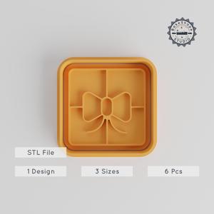 Gift Box Shape Cutter & Stamp Set, Cookie & Fondant Decor, 3 Sizes, 6-Piece Collection PRODUCT_4884