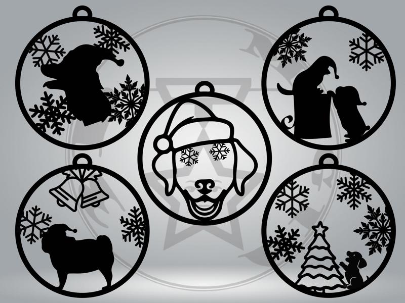 Esferas Navideñas con Perritos / Christmas Dog Ornaments - Pack of 5