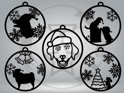 Esferas Navideñas con Perritos / Christmas Dog Ornaments - Pack of 5