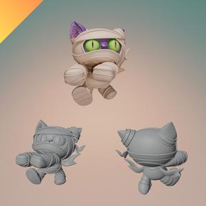 Mummy Cat – STL and GLB File for 3D Printing – Cute Halloween Cat Wrapped in Bandages