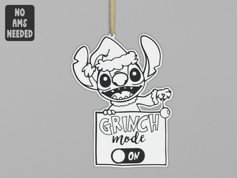 Stitch in Grinch Mode Ornament Coloring No AMS