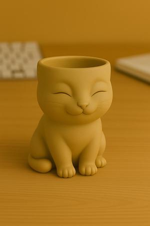 3D Printable Cat Cup – Cute Smiling Kitty Container STL