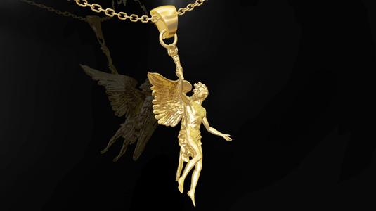 Angel holding torch gold pendant jewelry 3D print model