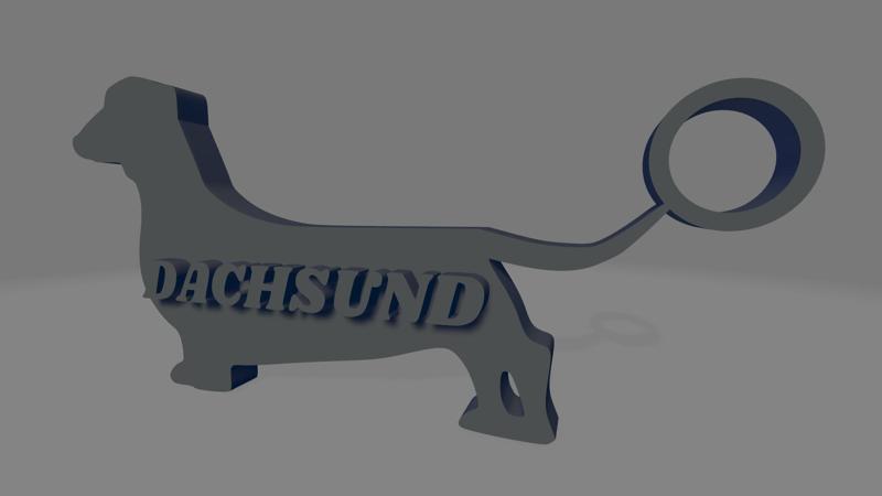 Dachsund silhouette with letters keychain