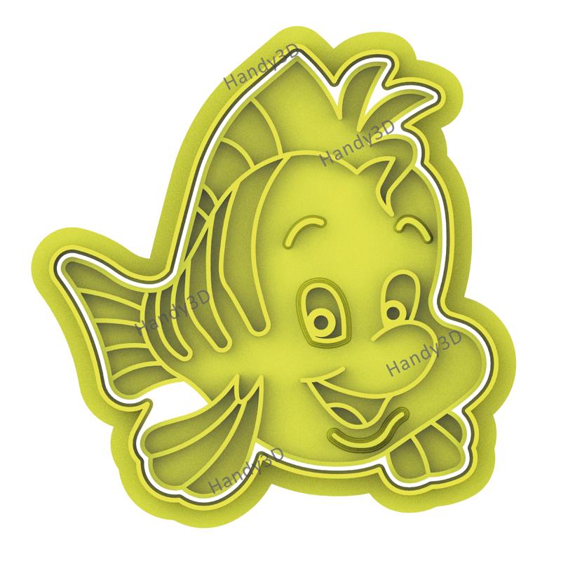 Flounder v2 little mermaid cookie cutter 8cm