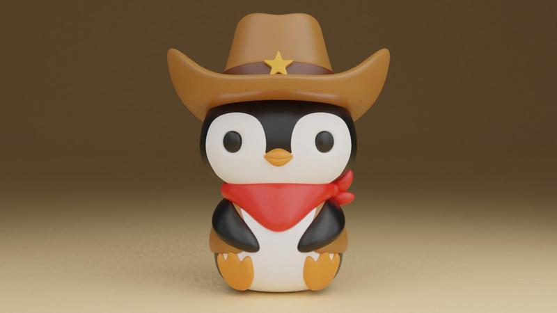 Cute penguin cowboy