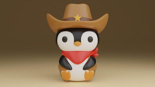 Cute penguin cowboy